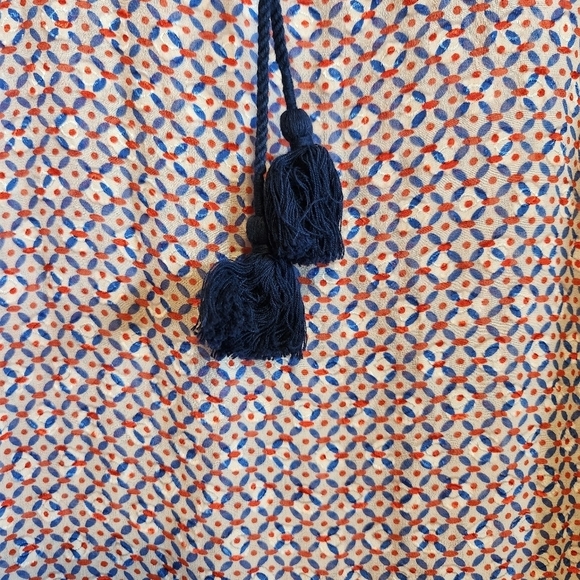 TORY BURCH GWENNA SILK BLEND RUFFLE SLEEVE BLOUSE TUNIC SIZE 10 EUC - Picture 5 of 10